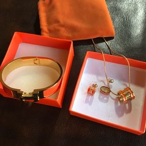 H clic clac bracelet, earrings and necklace set